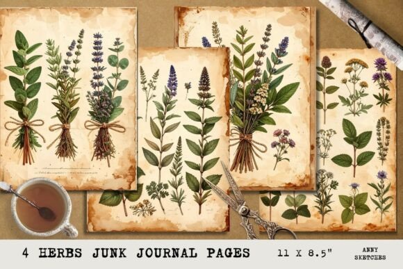 Download Vintage Herbs Junk Journal Pages - Premium Resources