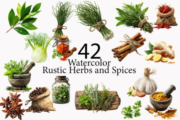 Download Rustic Herbs and Spices Clipart  - Herbs Collection