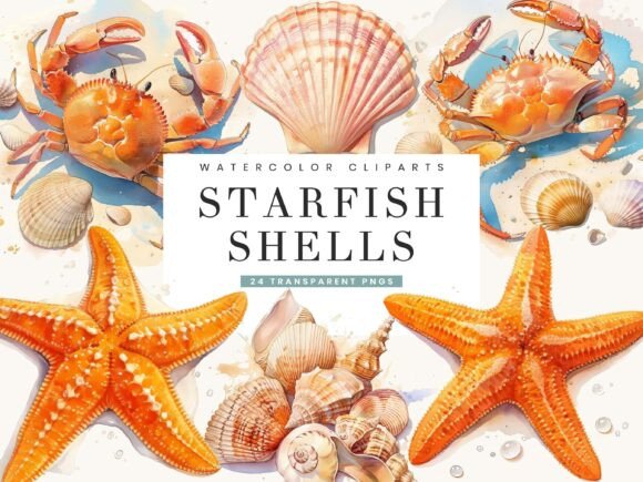 Download Watercolor Starfish Clipart Bundle - Starfish Collection