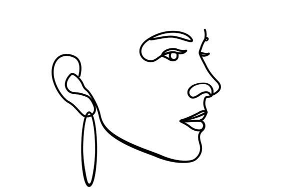 Download Woman Face Hoop Earring One Line SVG - One line Collection