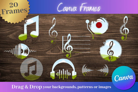 Download 20 Musical Item Custom Canva Frames - Item Collection