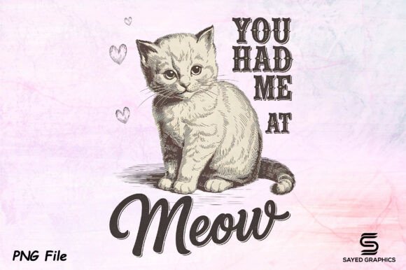 Download Vintage Valentine's Day Cat PNG Design - Premium Resources