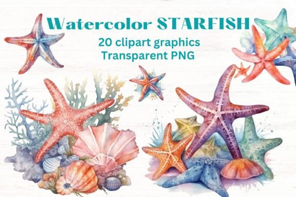 Download Watercolor Ocean Starfish Clipart X20 - Premium Resources