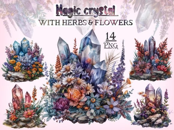 Download Crystals with Flowers &amp; Herbs PNG Bundle - Premium Bundle
