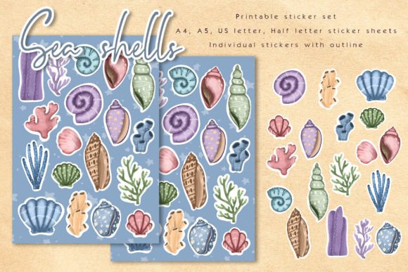 Download Sea Shell Printable Sticker Sheet - Sticker Collection