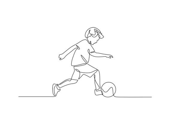 Download Boy Playing Ball One Line SVG - One line Collection